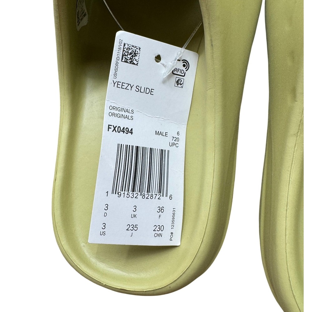 NWT Adidas Yeezy Slide Kids Size 3 Resin Green New FX0494 Foam Slip On Sandal - Picture 2 of 5